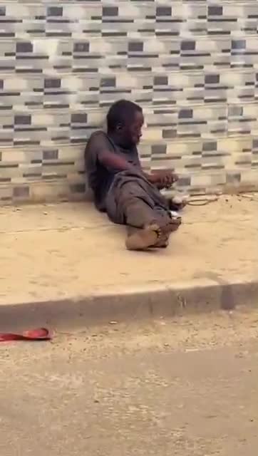 a mad man on a roadside stroke his very big cock
